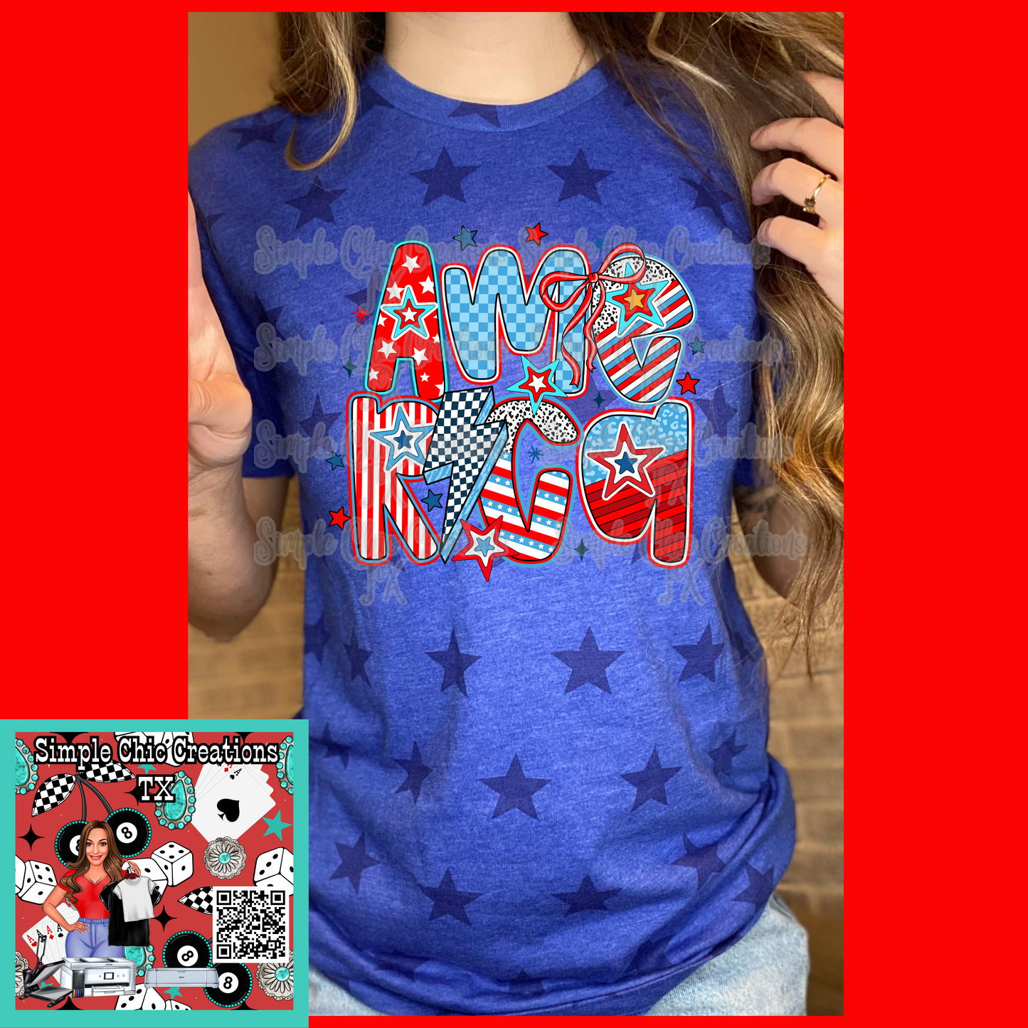Doodle Red, White, and Blue America