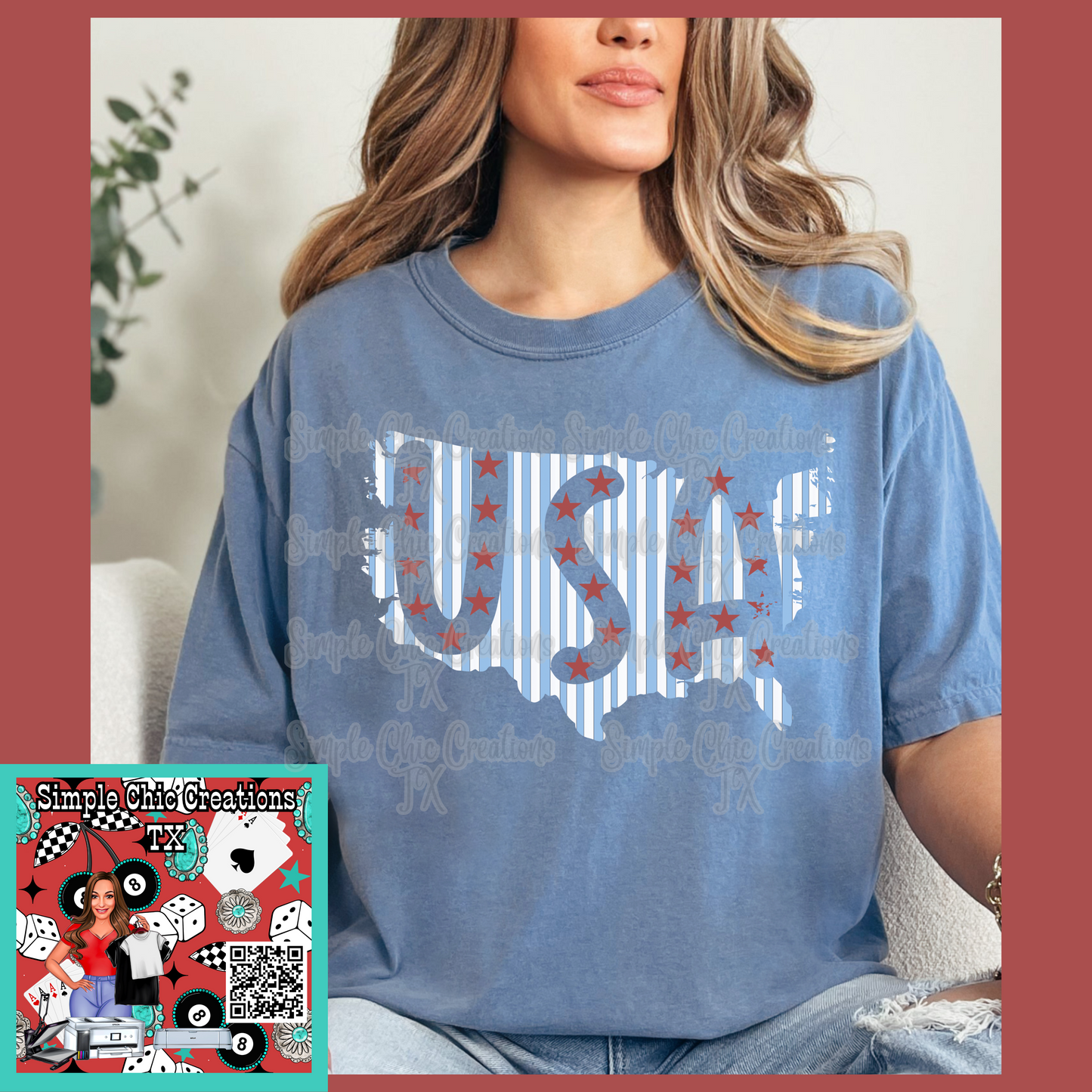 Red, white, and blue USA