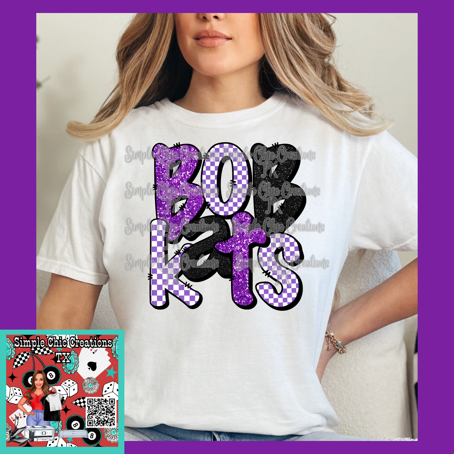 Faux Glitter/checkered Bobkats