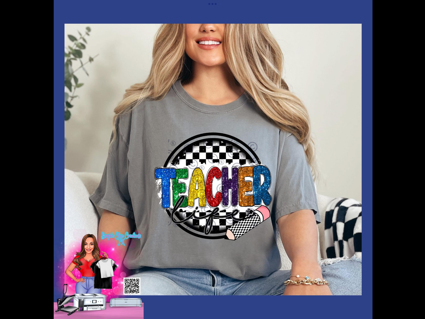 Faux Glitter/ Checkered Teacher