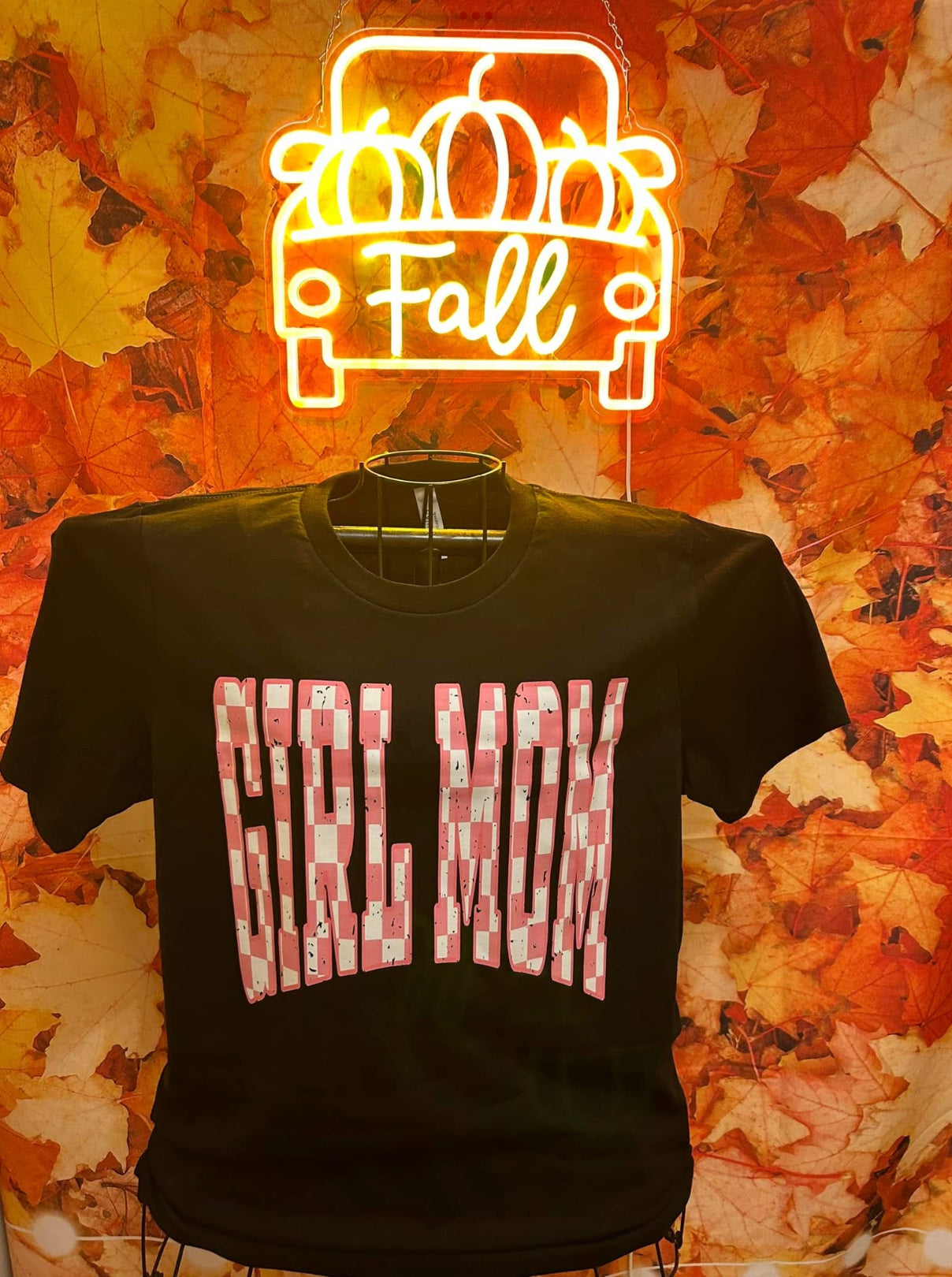 Pink Checkered Girl Mom
