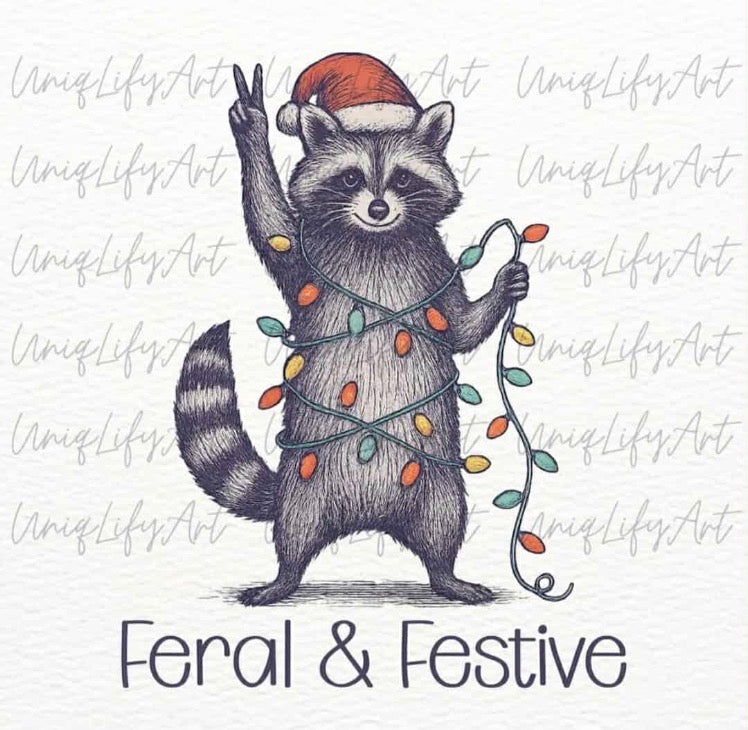 Christmas Racoon Feral and Festive