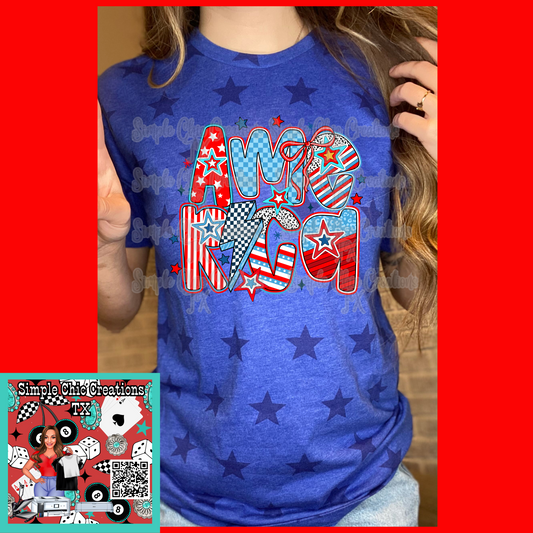 Doodle Red, White, and Blue America