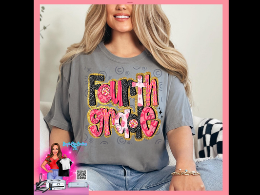 Pink and Black Fourth Grade( Available in all grades. Put desired grade in the special instruction box at check out.)