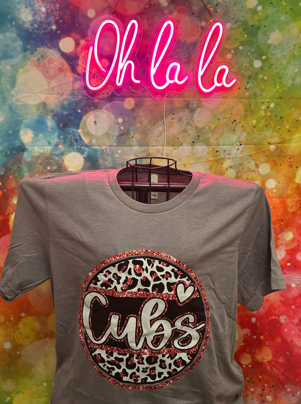 Red Faux Glitter/Leopard Cubs
