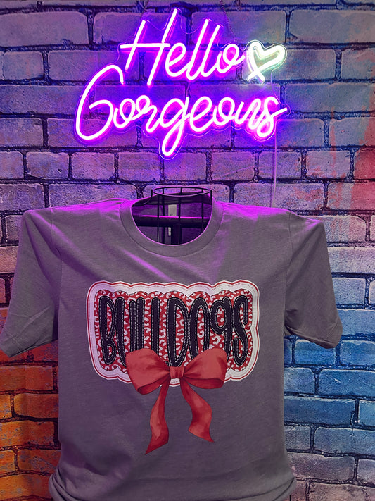Maroon Dottie Bulldogs with Bow