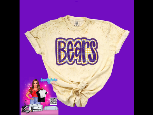 Purple And Gold Plaid Bears