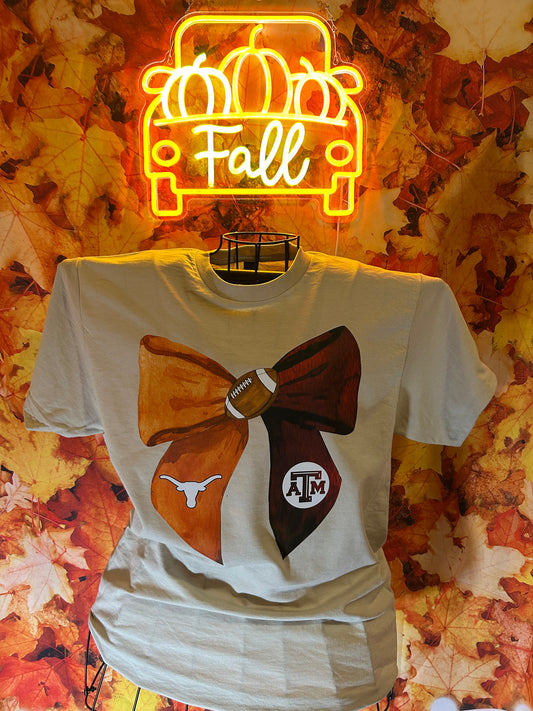 Texas Longhorns Texas Aggies split bow
