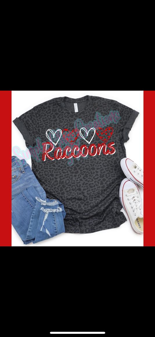 Red and White Hearts Raccoons