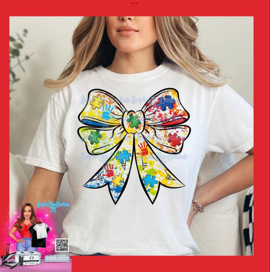 Paint Splatter Autism Bow