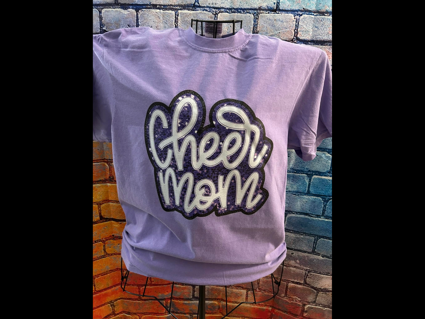 Faux Glitter Purple Cheer Mom