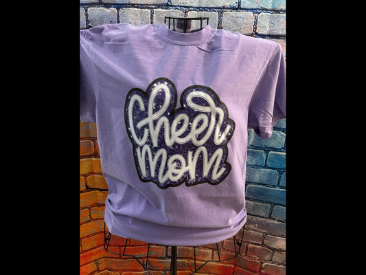Faux Glitter Purple Cheer Mom