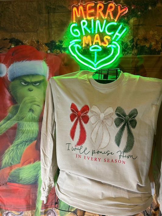 Red White Green Bows I will praise him every season