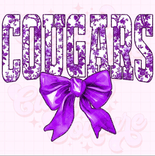 Floral Purple Cougars with bow