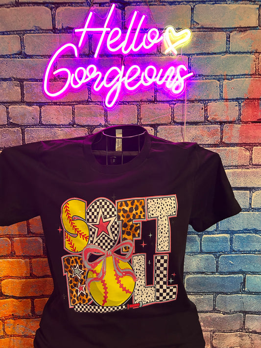 Preppy checkered/leopard softball