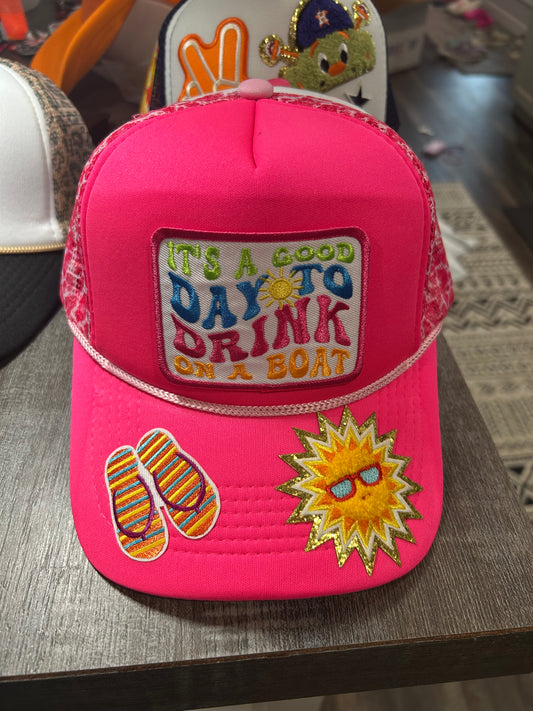 Pink Leopard Good Day To Day Drink Trucker Hat