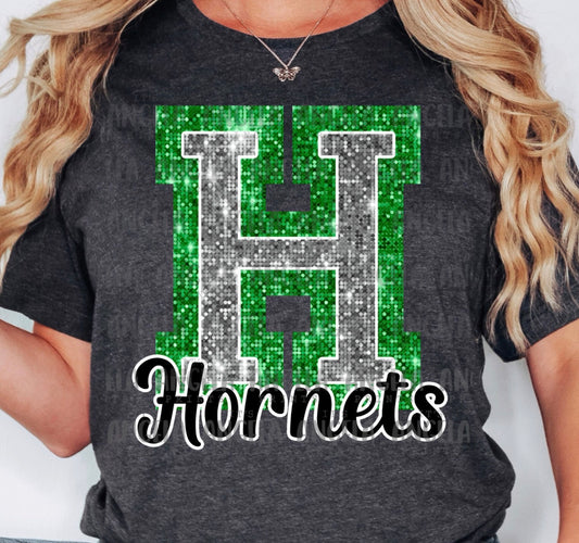 Faux Sequins Hornets