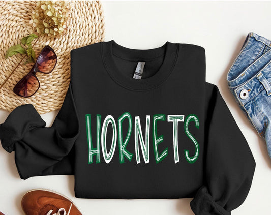 Green and White Doodle Hornets