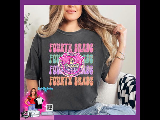 Stacked Fourth Grade with Smilie ( Available in all grades. Put desired grade in the special instruction box at check out.)