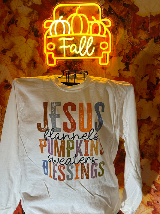 Jesus flannels pumpkin sweatshirt blessings