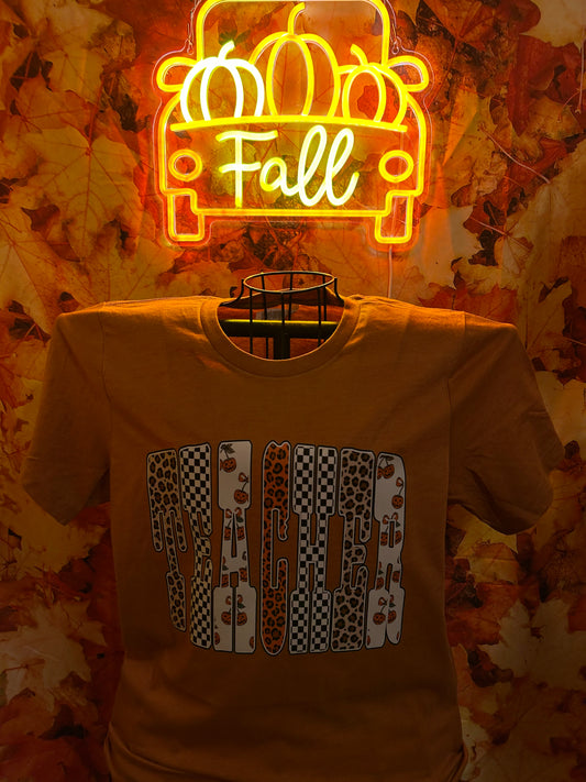 Fall leopard/checkered/pumpkin Teacher