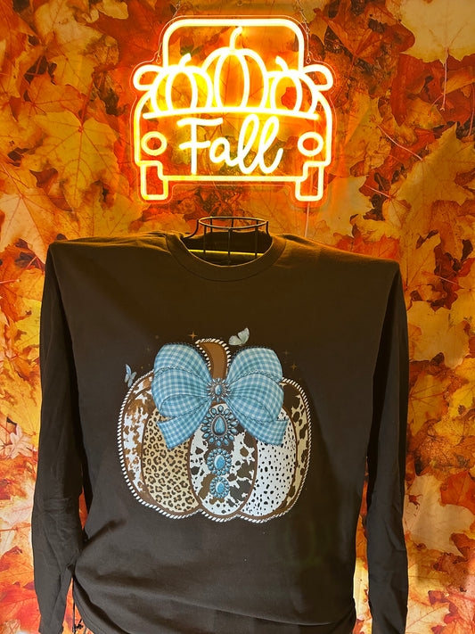 Turquoise/ Cow print pumpkin