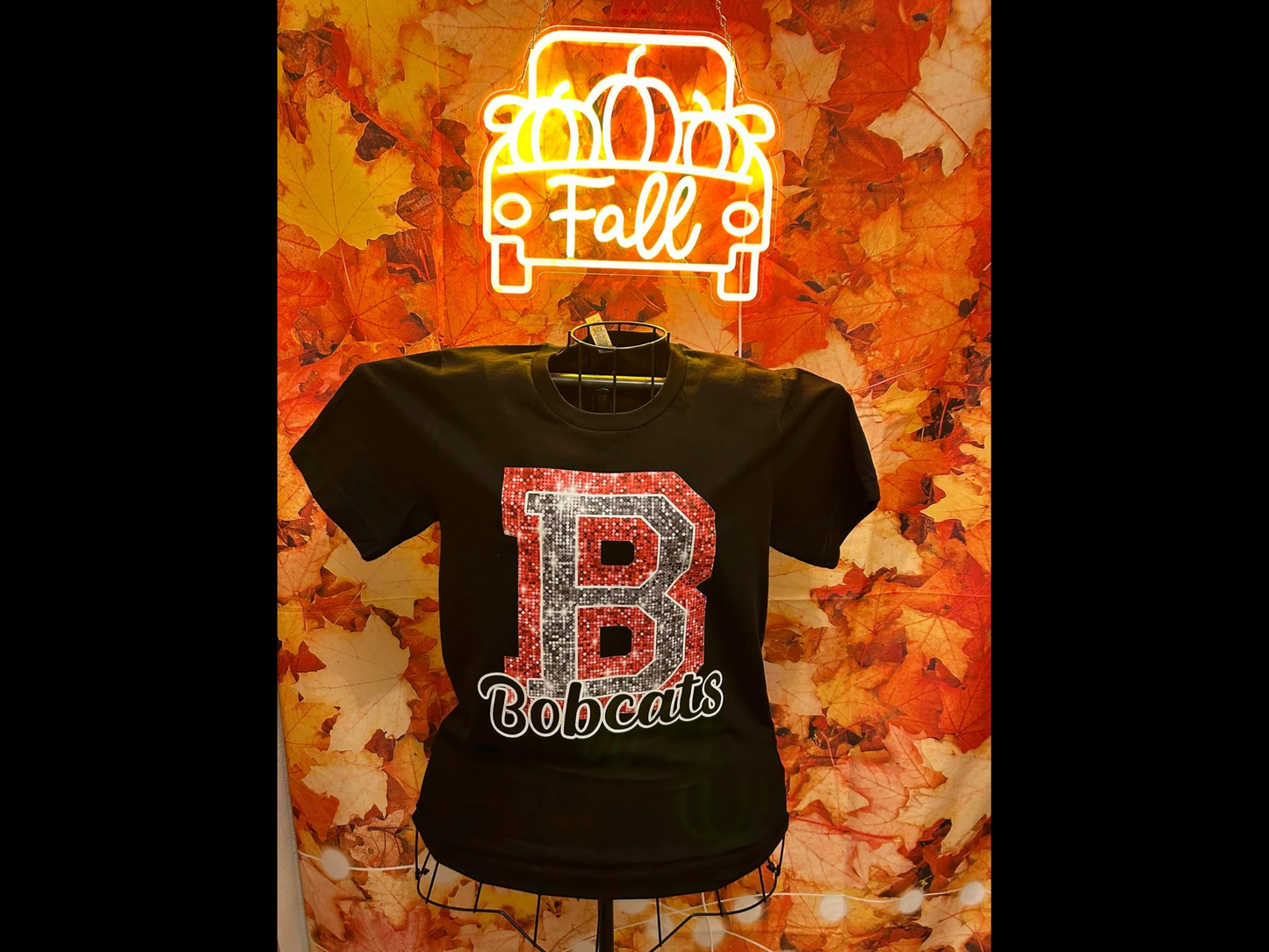 Faux Red and Silver Glitter Bobcats