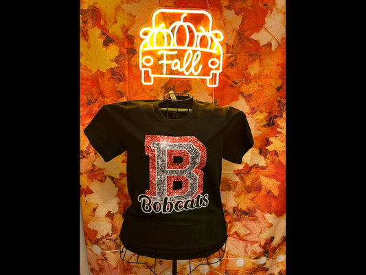 Faux Red and Silver Glitter Bobcats