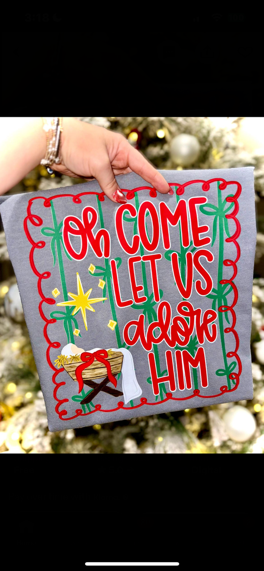 Doodle Frame Oh Come Let Us Adore Him