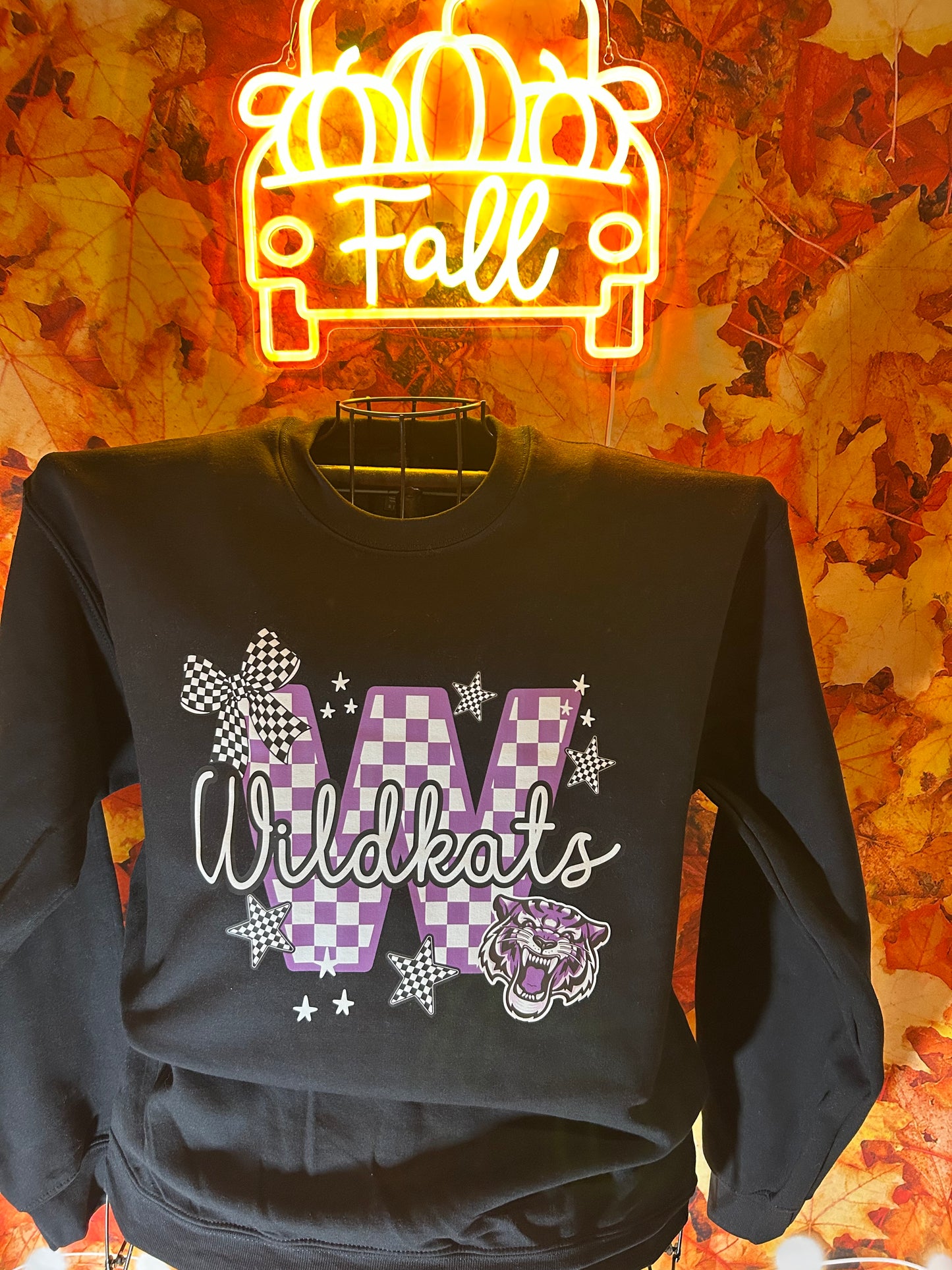 Purple Checkered W - Wildkats