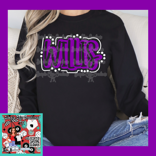 Purple Willis with white outline