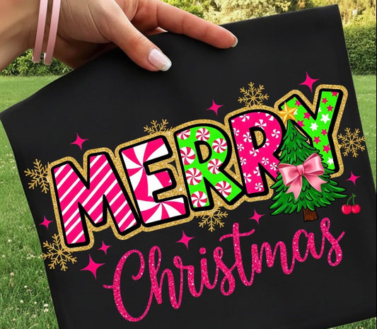 Neon Green/Bright Pink Merry Christmas