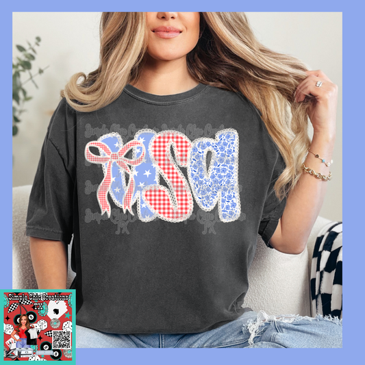 Lace and checkered Red, White, and Blue USA