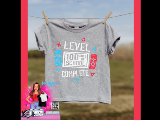 Level 100 days of school complete ( white font)