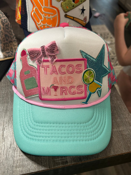 Pink/Teal Checkered Taco and Margs Trucker Hat