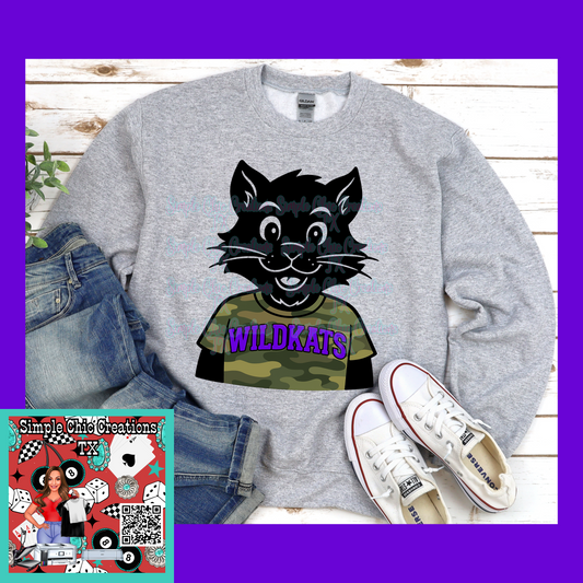 Camo Black wildkat mascot