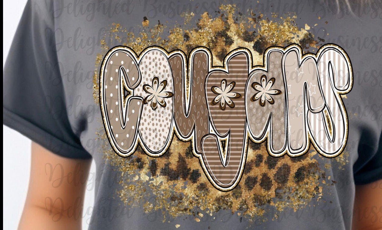 Boho Cougars with leopard background