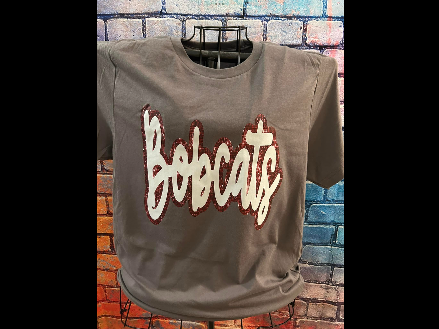 Faux Maroon and White Glitter Bobcats