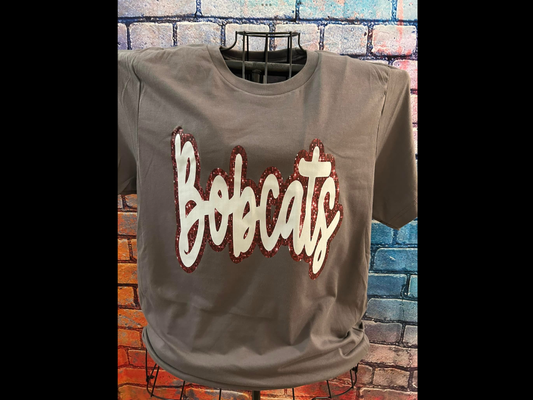 Faux Maroon and White Glitter Bobcats