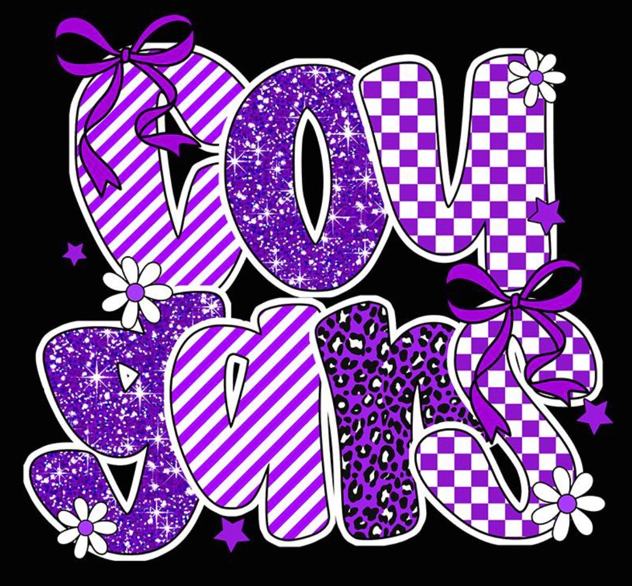 Faux Glitter/Checkered Cougars