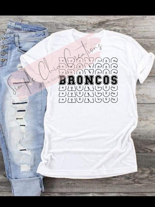 Stacked Broncos ( black lettering)