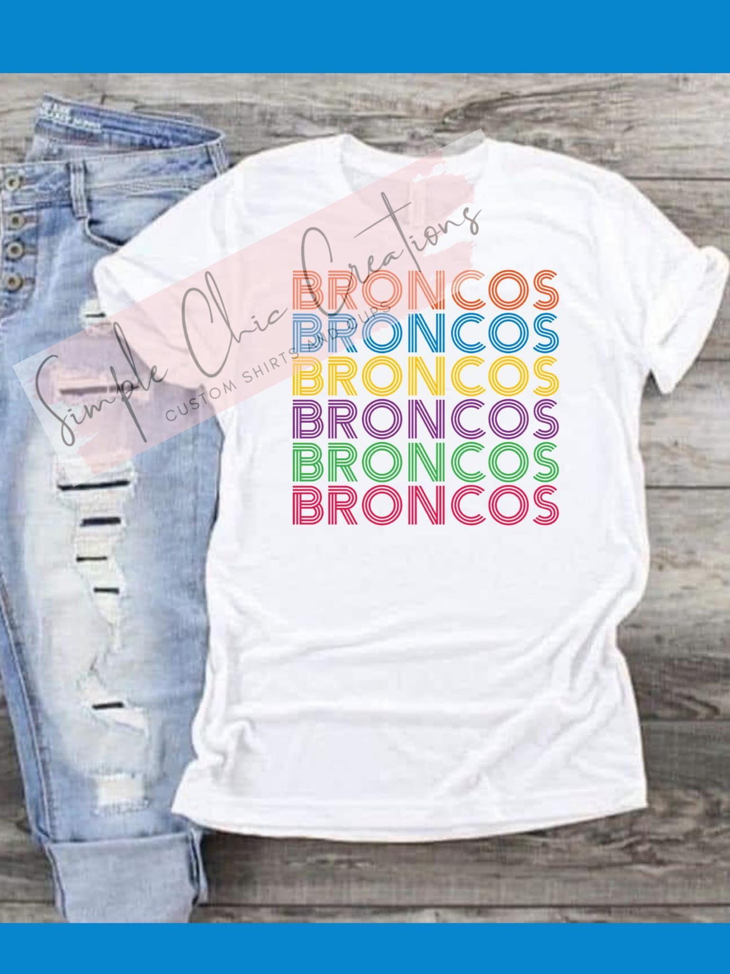 Broncos Stacked with bright lettering